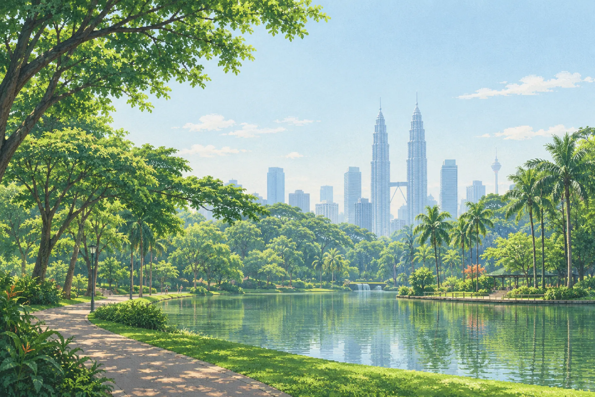 Pixel-art illustration of Kuala Lumpur